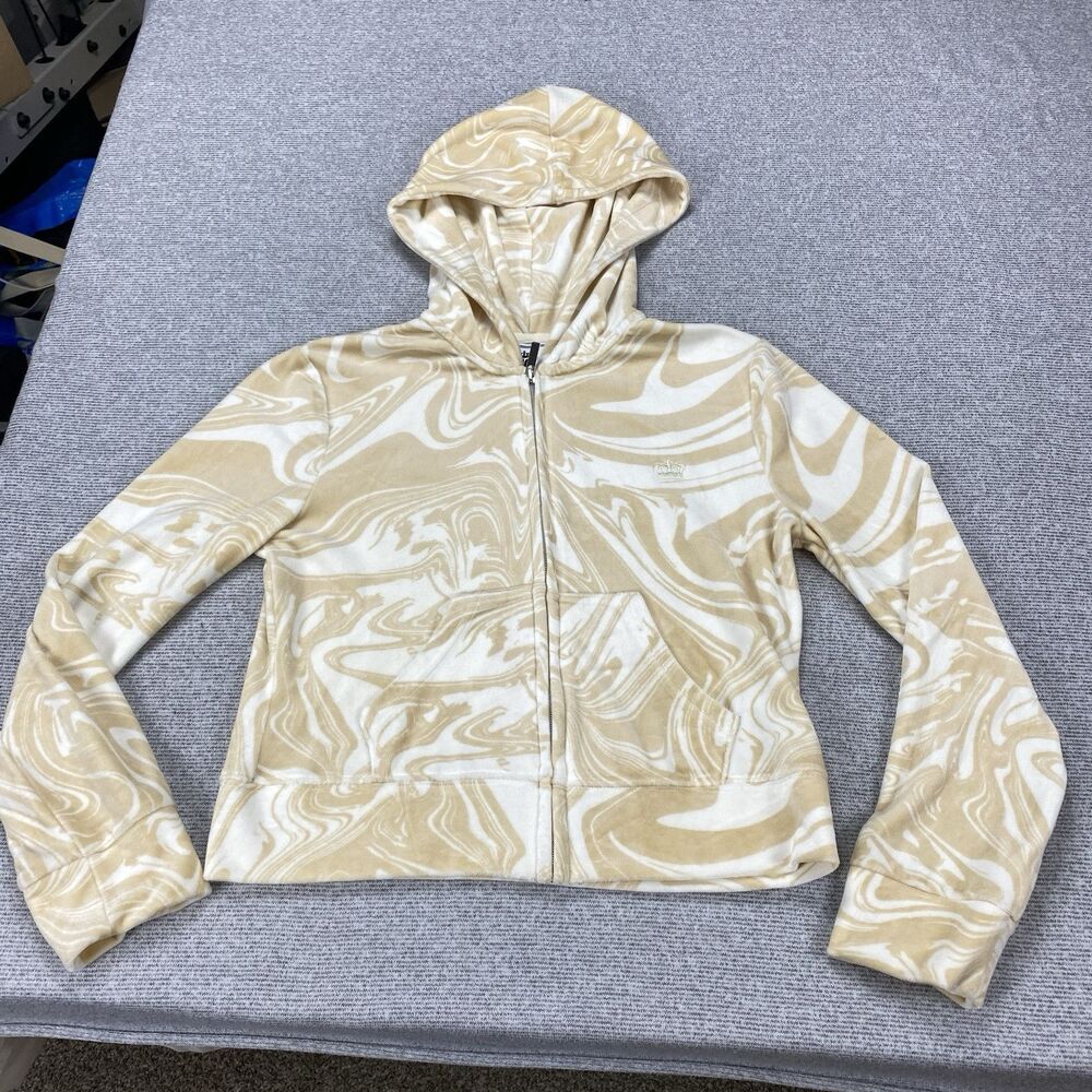Juicy Couture Womens‎ S Tan Beachwood Swirls Zip Sweatshirt Hoodie NWT MSRP: $55